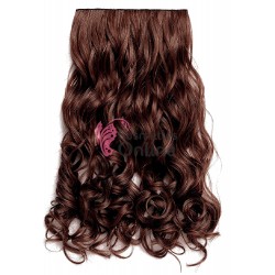 Extensie de par cu 5 Clips On delux dubla ondulata de 50 cm, Castaniu Inchis Mixt Cod 888 233